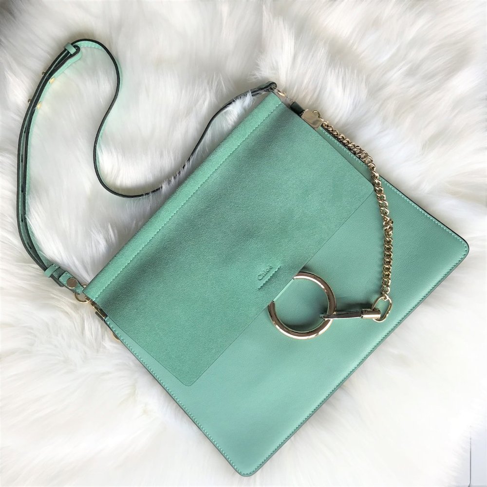 NWOT - Chloe Green Faye Medium Leather & Suede Bag